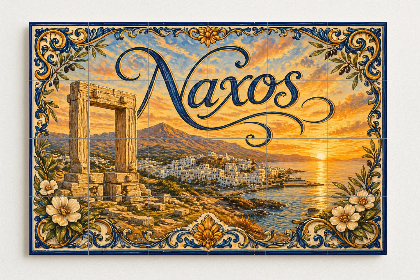 Naxos, Art Mural Côtier de les Cícladas — Scène de Bord de Mer, Art Mural en Céramique