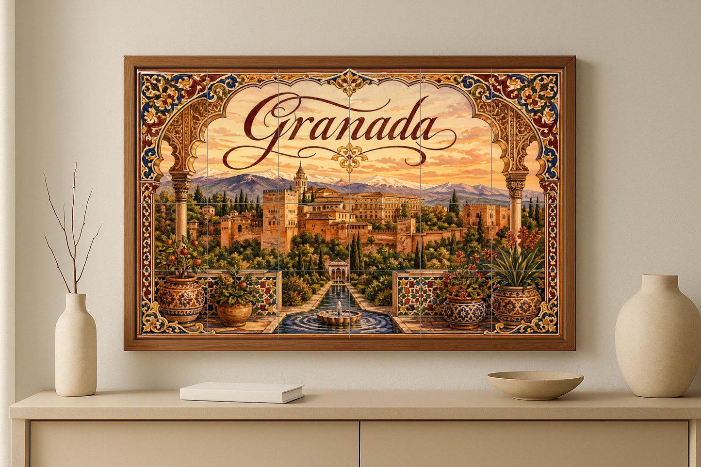 La Alhambra de Granada, decoración de pared — Murale in Piastrelle di Ceramica · Città e Monumenti