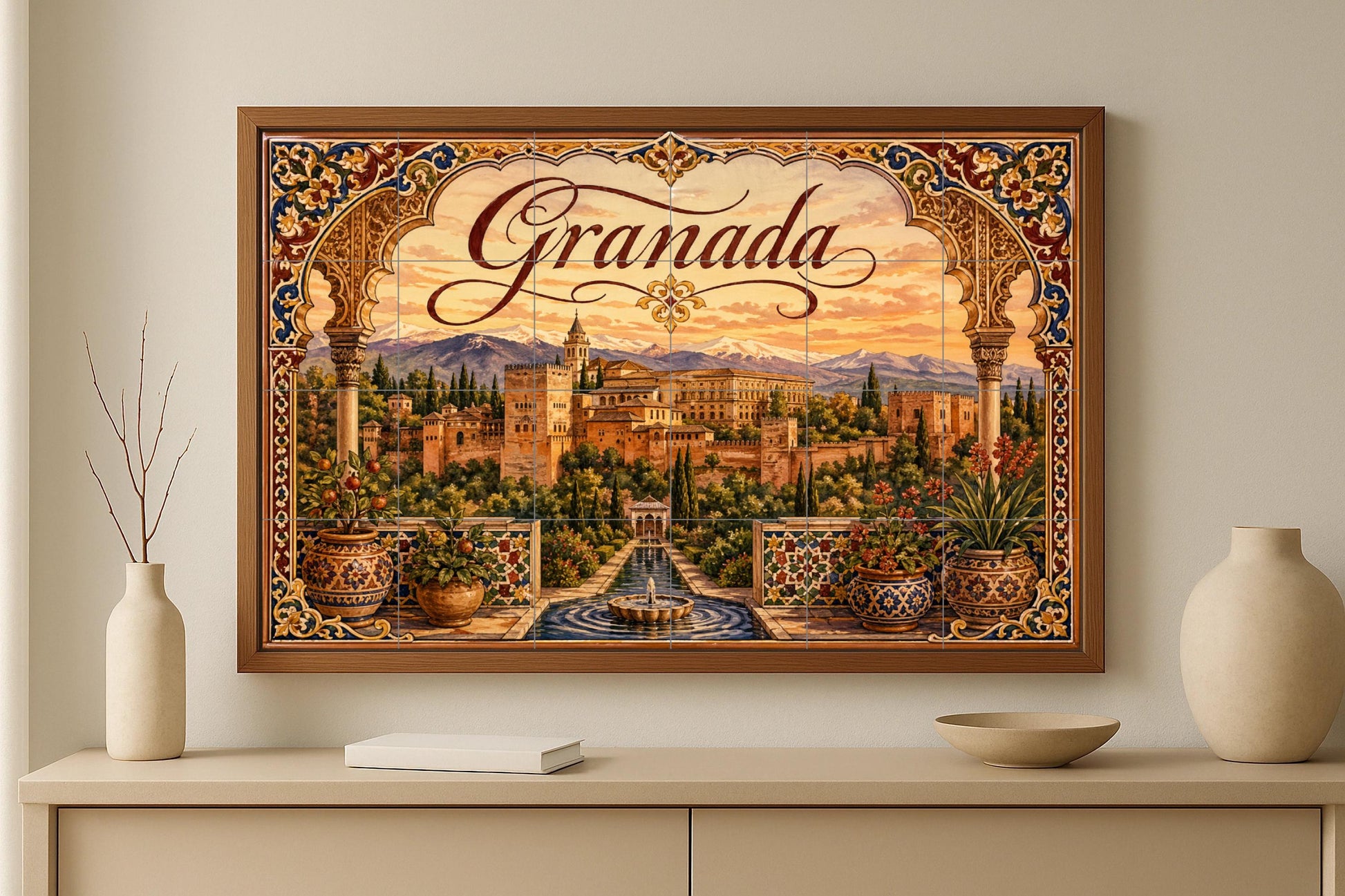 La Alhambra de Granada, decoración de pared — Murale in Piastrelle di Ceramica · Città e Monumenti