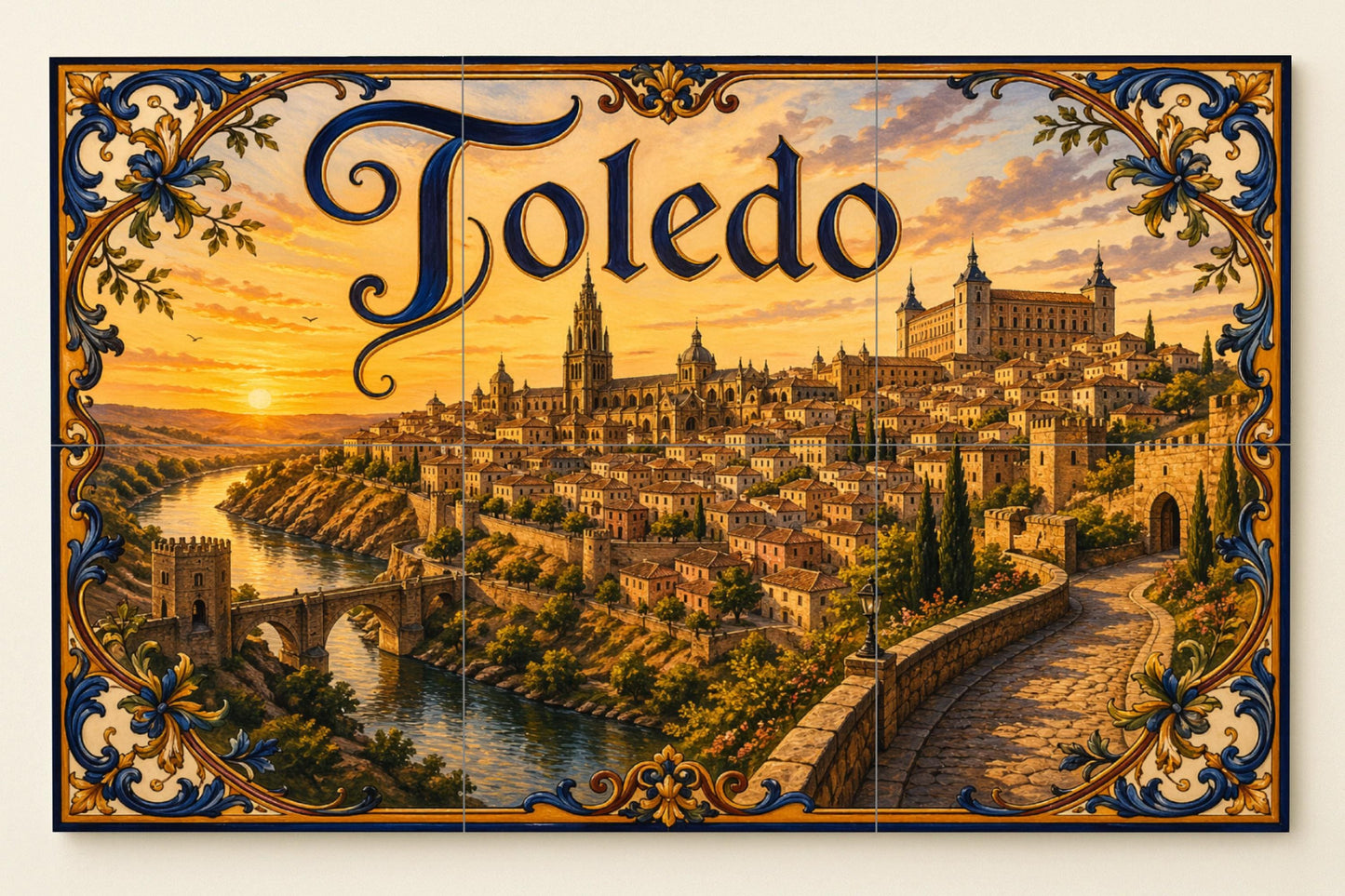 Del Alcázar de Toledo, decoración de pared hist — Città e Monumenti, Arte da Parete in Ceramica