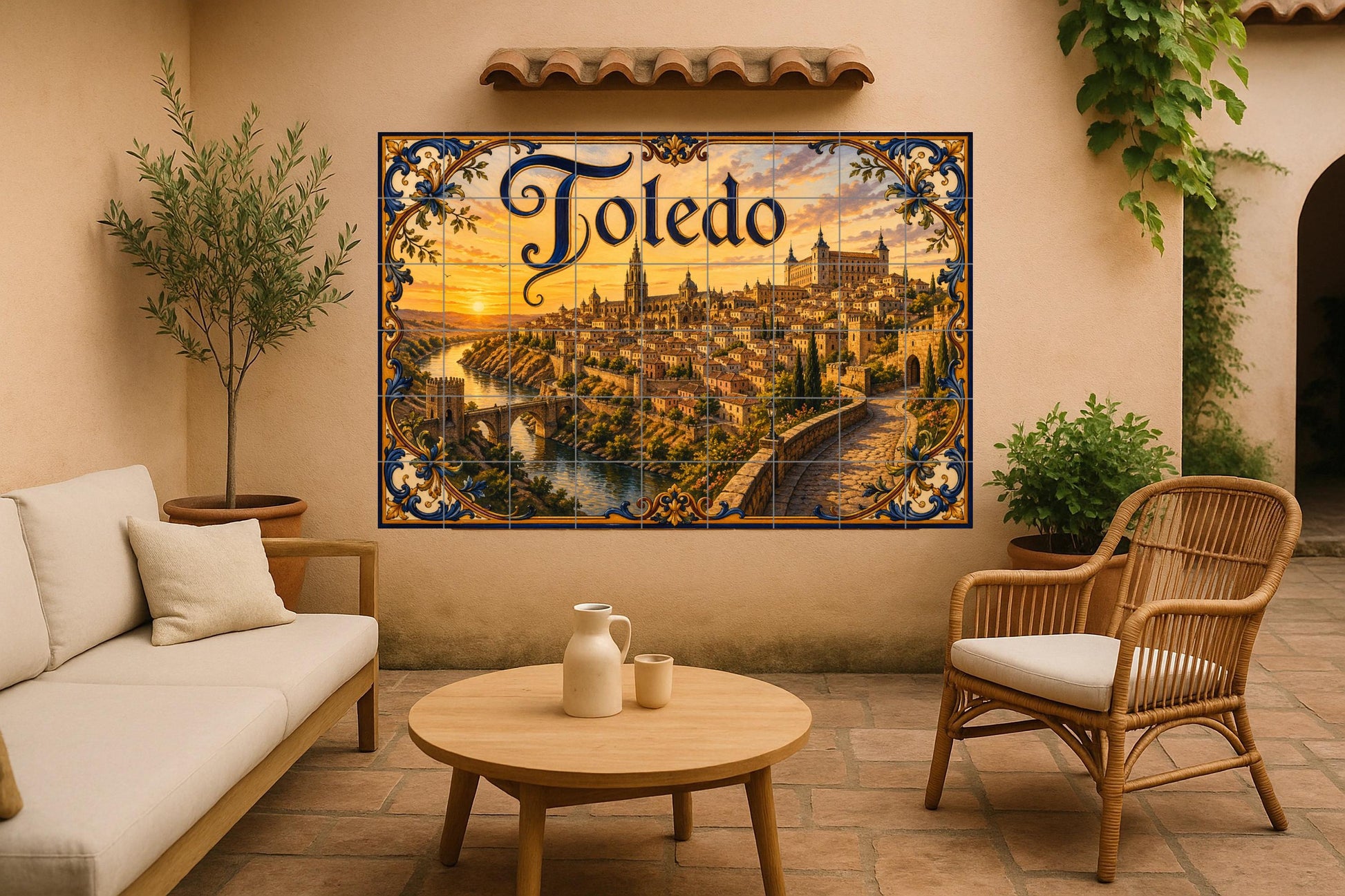 Del Alcázar de Toledo, decoración de pared hist — Città e Monumenti, Arte da Parete in Ceramica