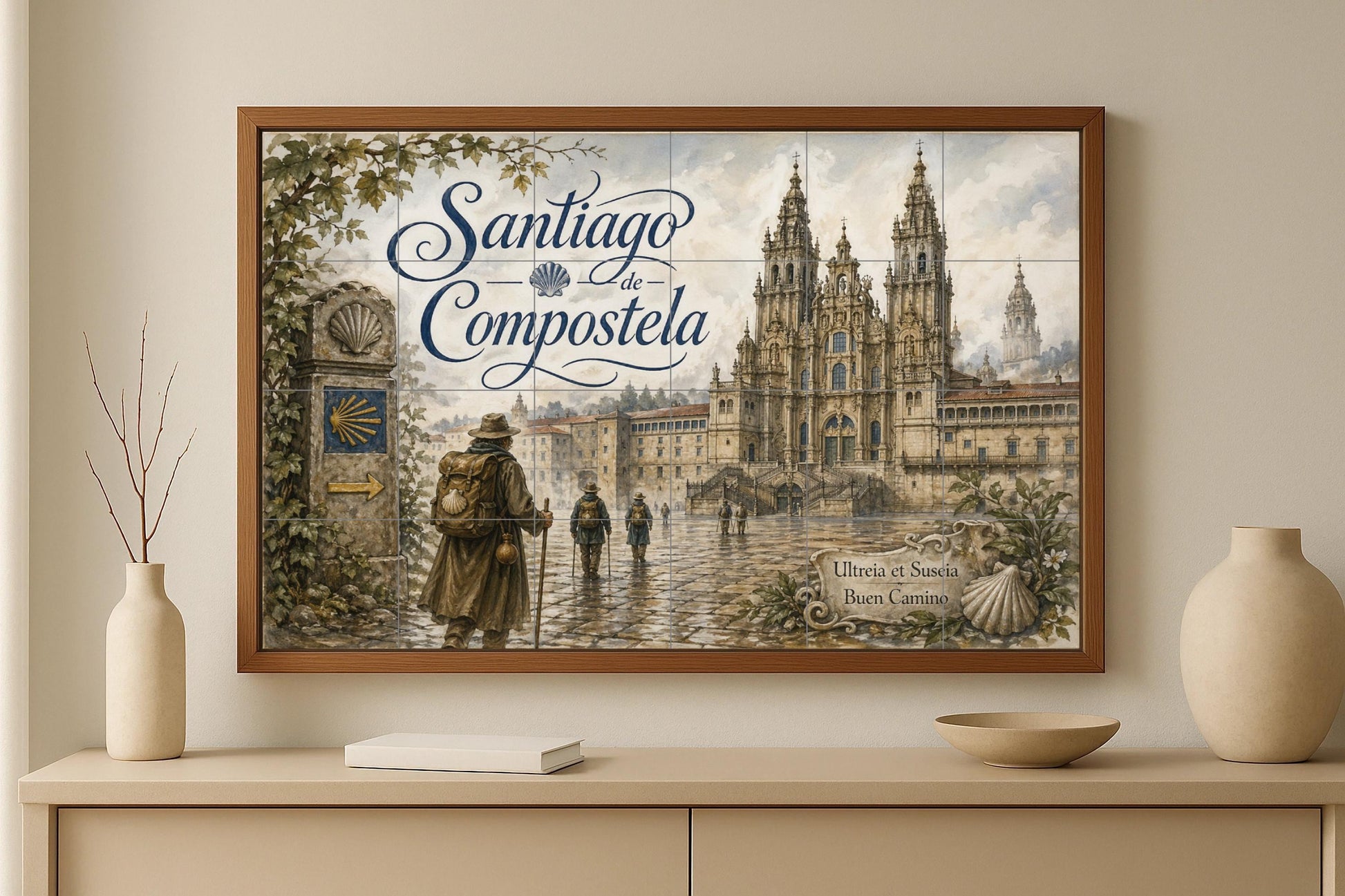 Kathedrale von Santiago von Compostela, decorac — Fliesen-Wandbild aus Keramik · Blumen & Landschaften