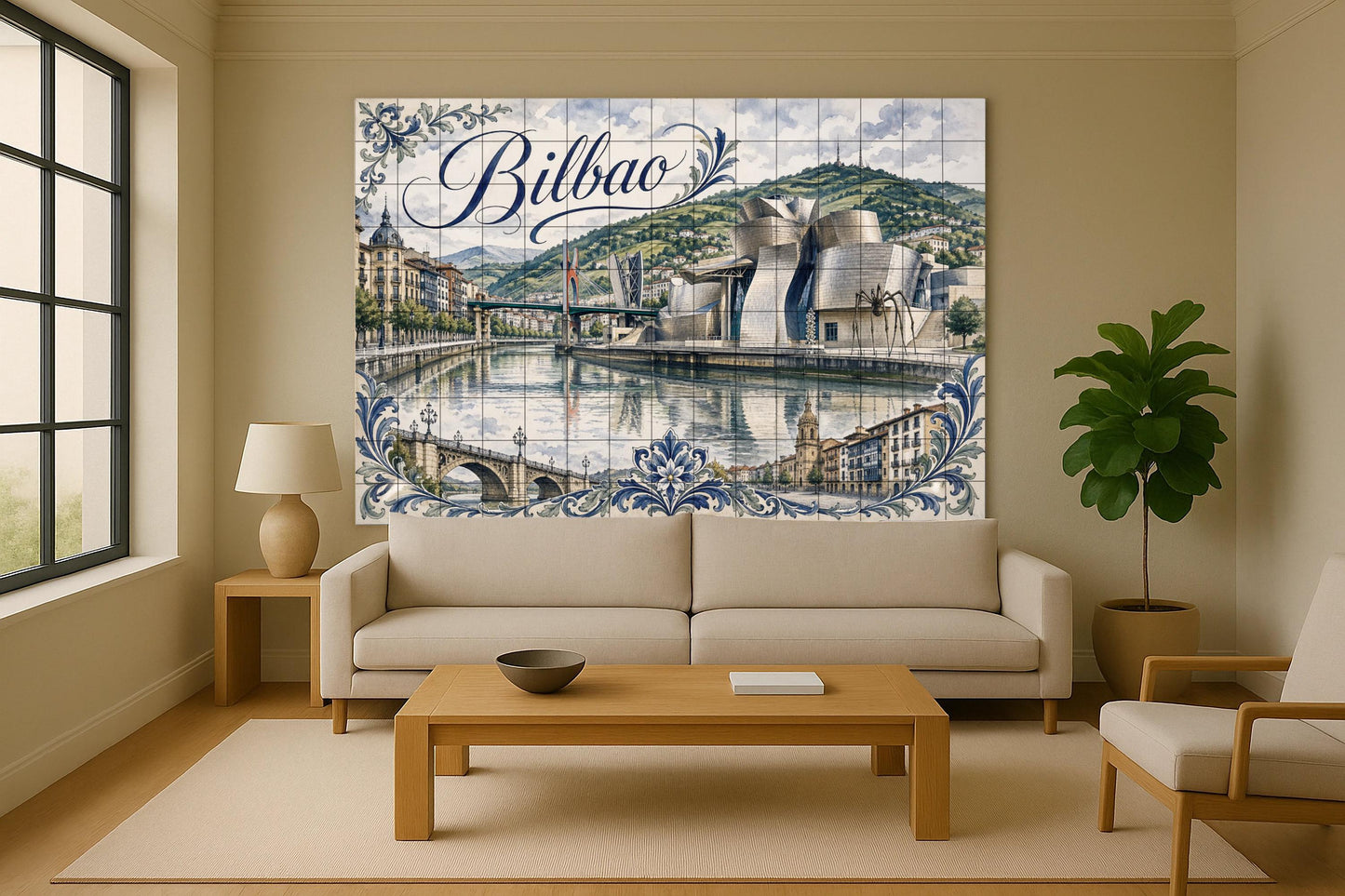 Bilbao Guggenheim, decoración de pared del País · Keramik-Wandbild — Stadtansicht in Fliesen