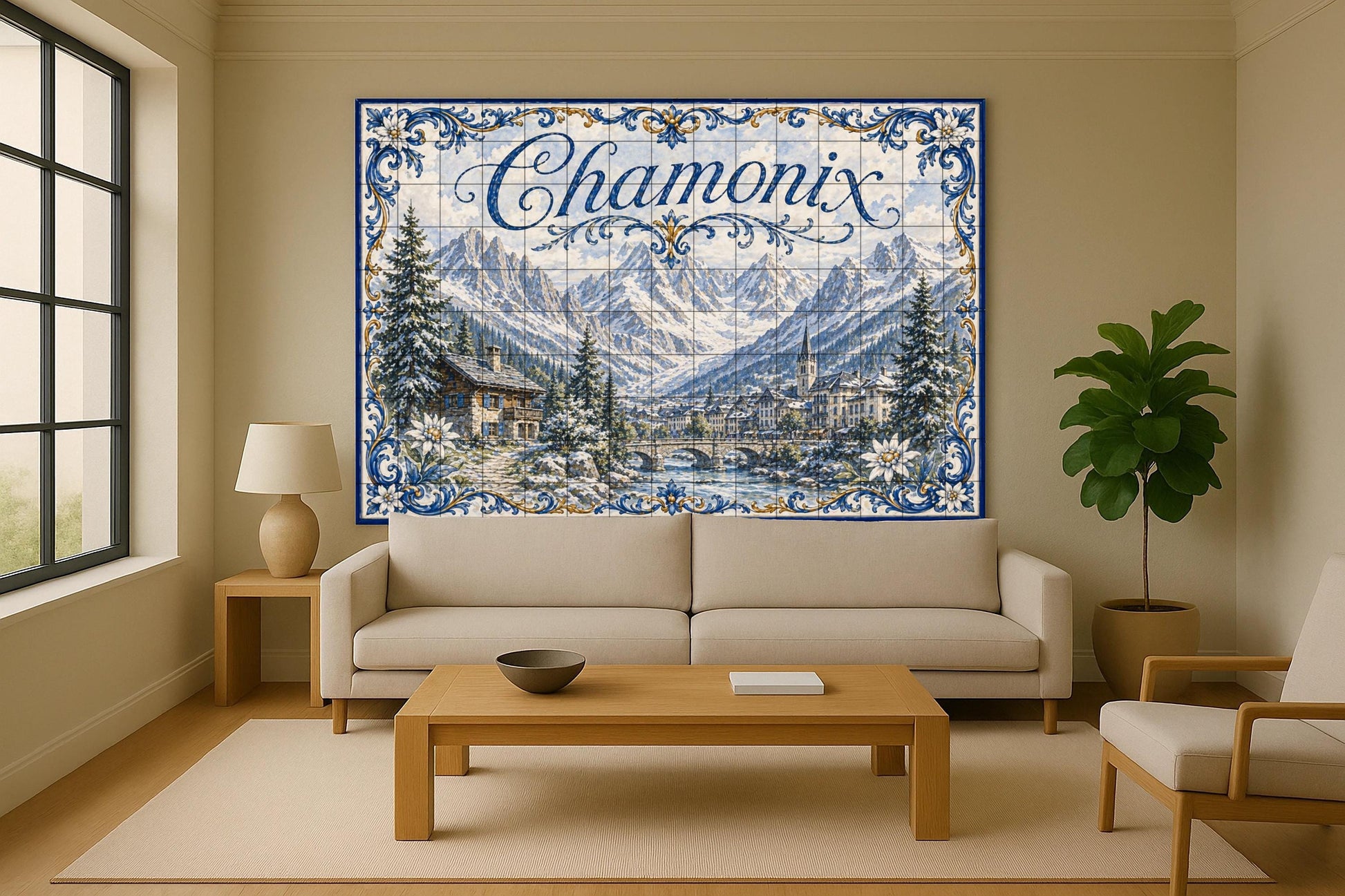 Chamonix Mont Blanc, decoración de pared alpina — Décor Jardin et Nature, Art Mural en Céramique