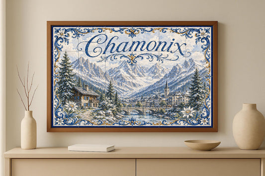 Mural de azulejos de cerámica Chamonix Mont Blanc, decoración de…