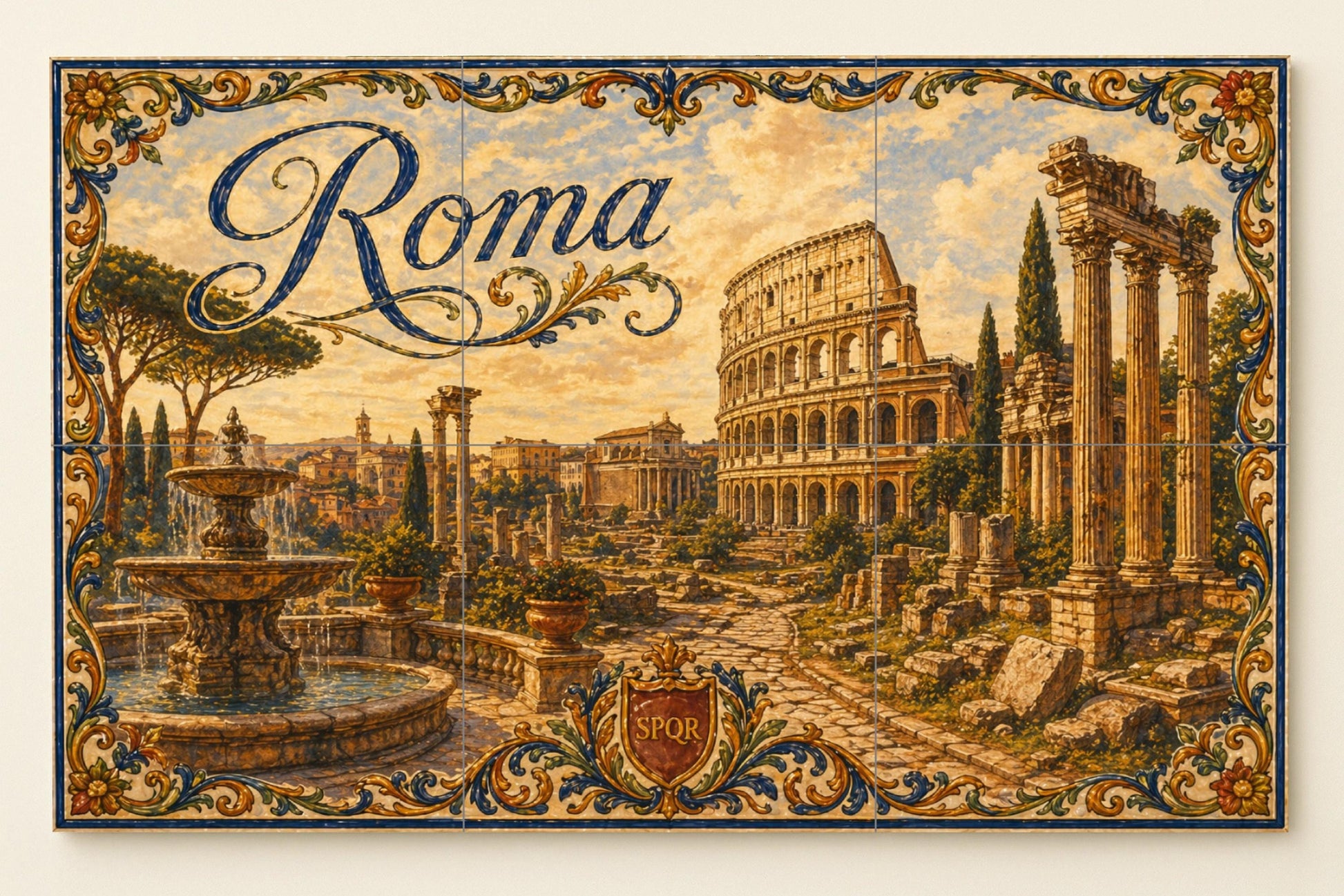 Del Coliseo de Roma, decoración de pared histór · Murale Ceramico — Città e Monumenti