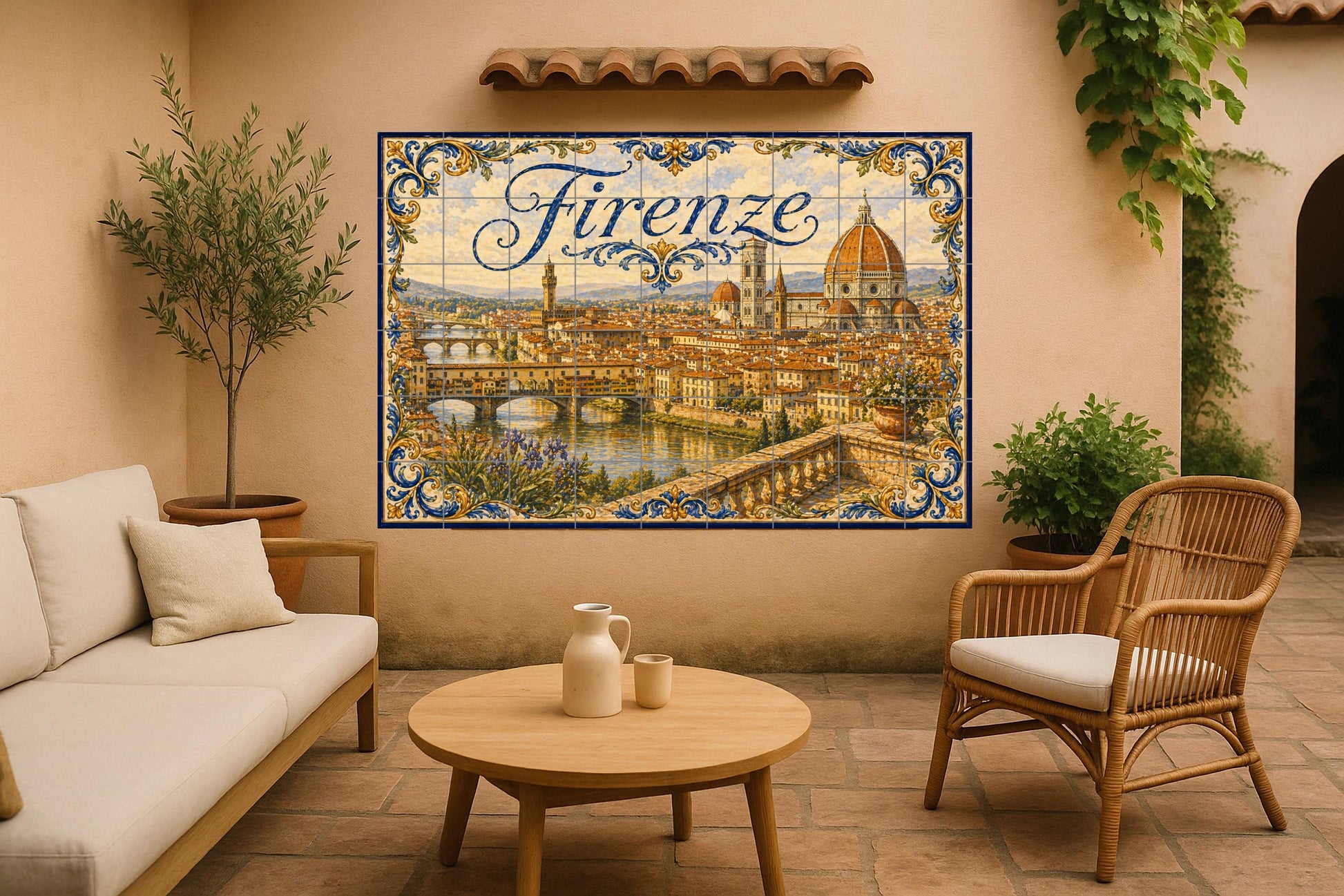 Fresque en Carrelage Del Duomo de Florencia, decoración de pared ren — Villes et Monuments