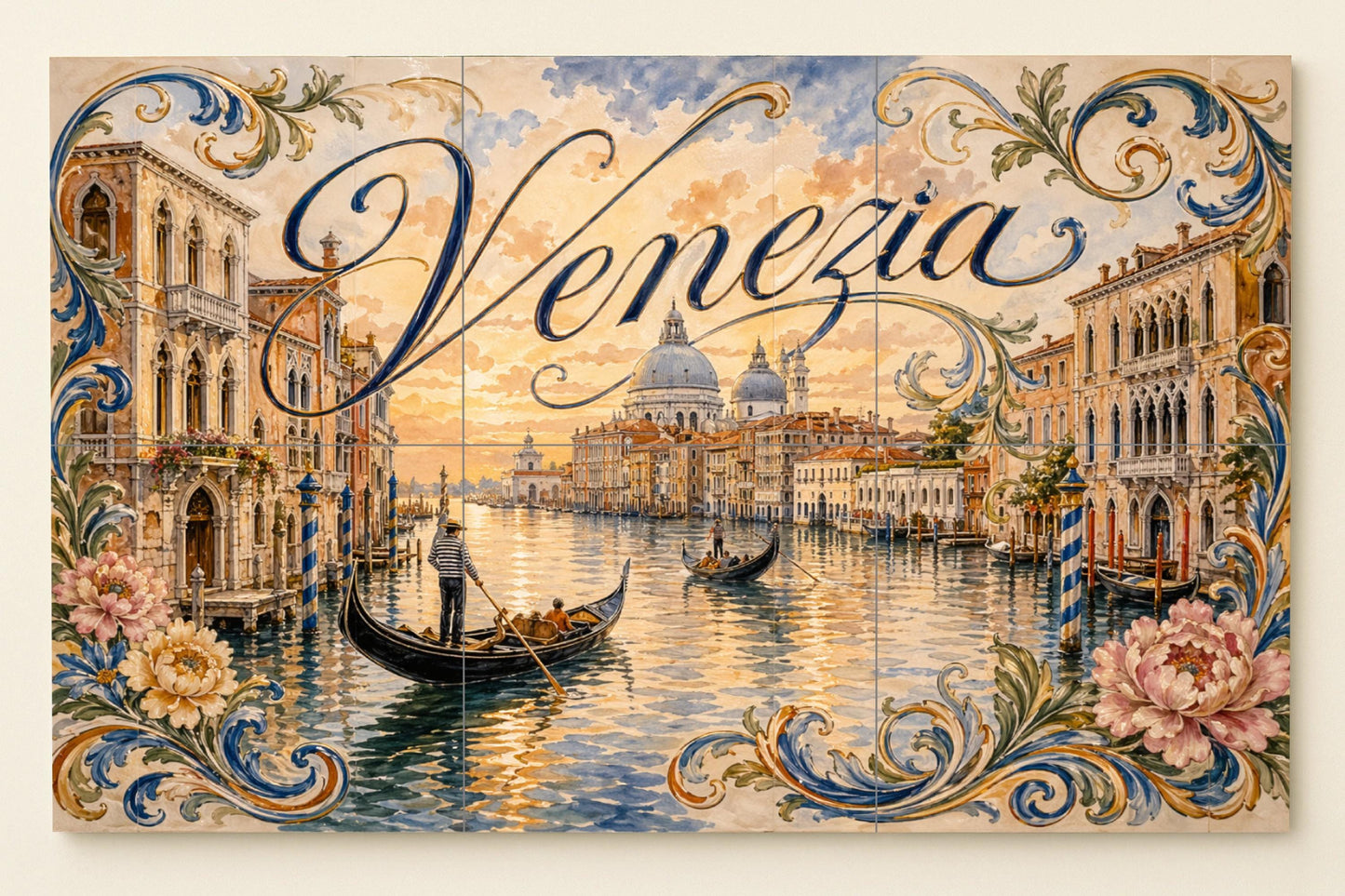Du Gran Canal de Venise, decoración Romantique — Fresque Murale en Carreaux de Céramique · Paysage Urbain en Carreaux