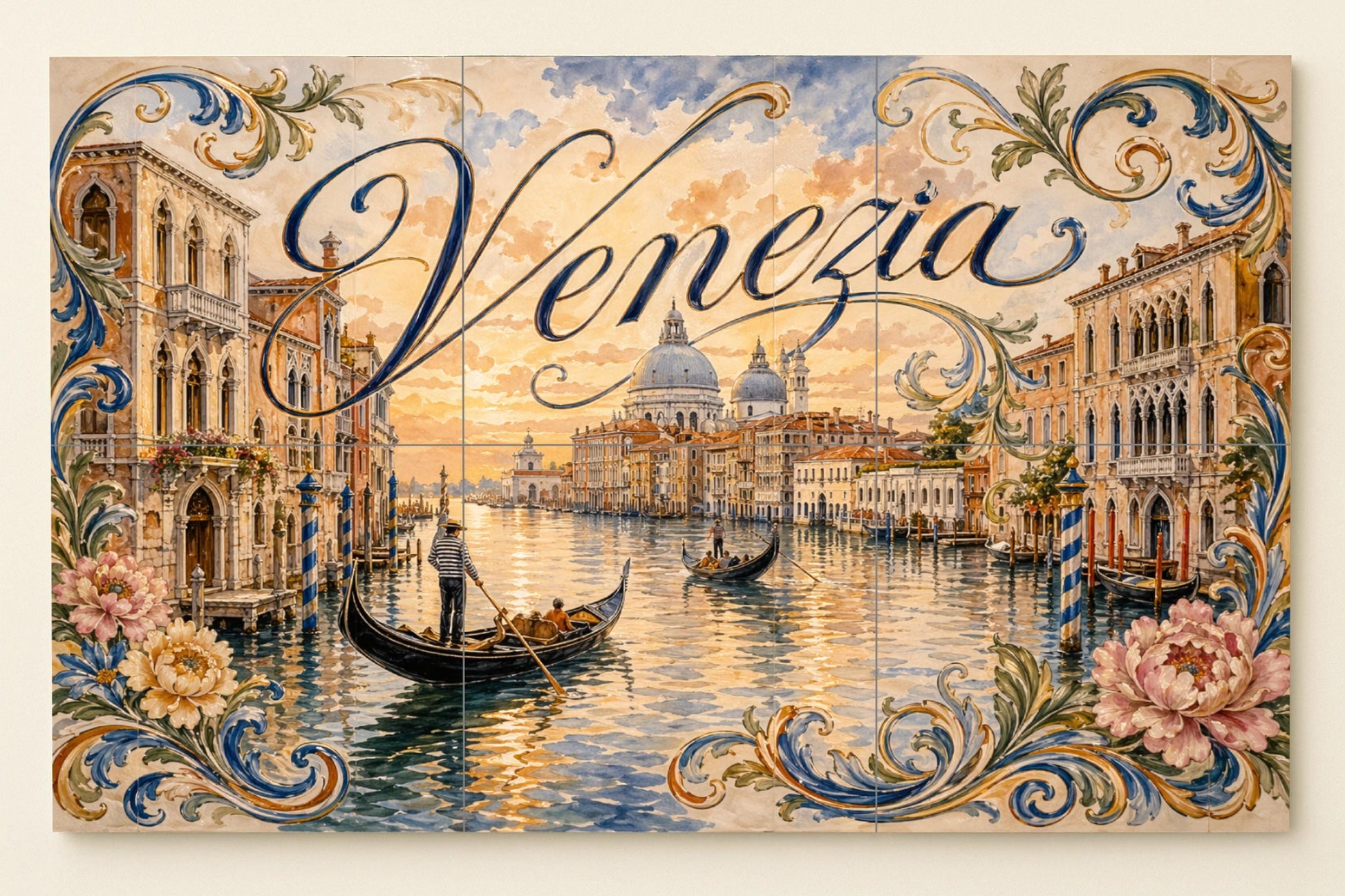 Du Gran Canal de Venise, decoración Romantique — Fresque Murale en Carreaux de Céramique · Paysage Urbain en Carreaux