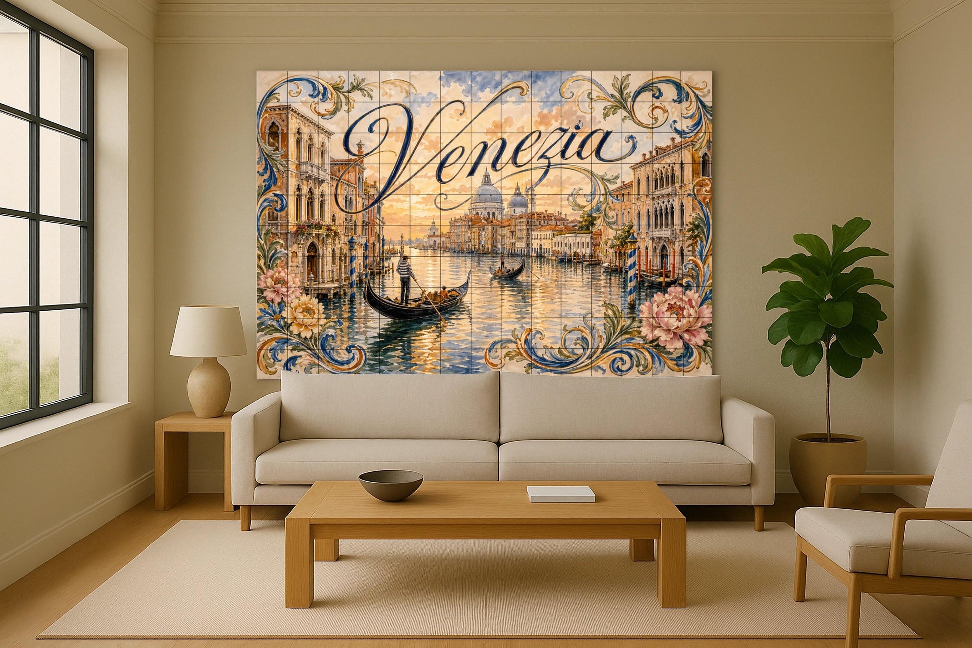 Du Gran Canal de Venise, decoración Romantique — Fresque Murale en Carreaux de Céramique · Paysage Urbain en Carreaux