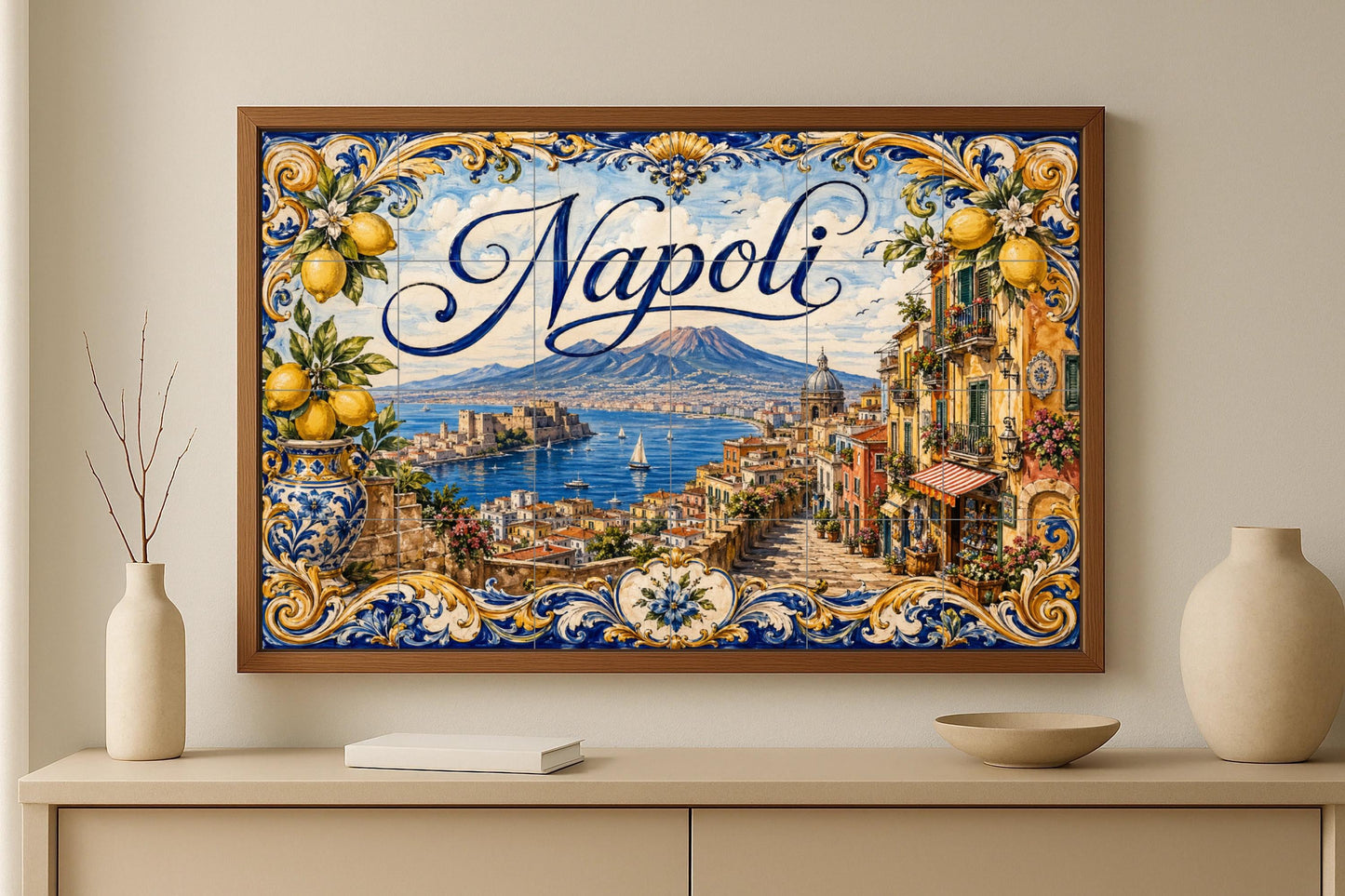 Ceramic Tile Mural: Del Monte Vesubio de Nápoles, decoración de par — Landmark Mural
