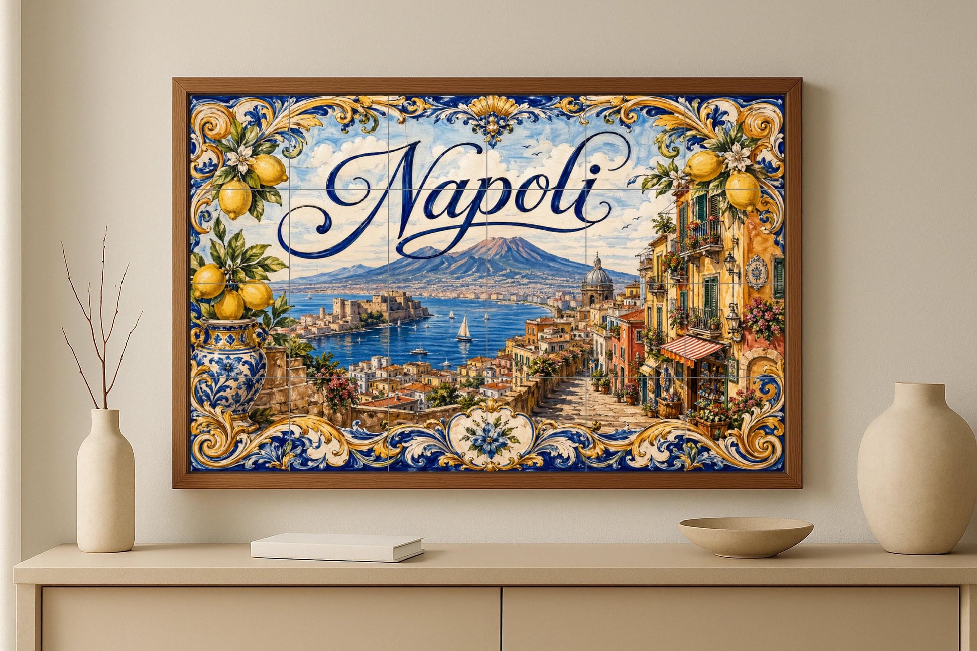 Ceramic Tile Mural: Del Monte Vesubio de Nápoles, decoración de par — Landmark Mural
