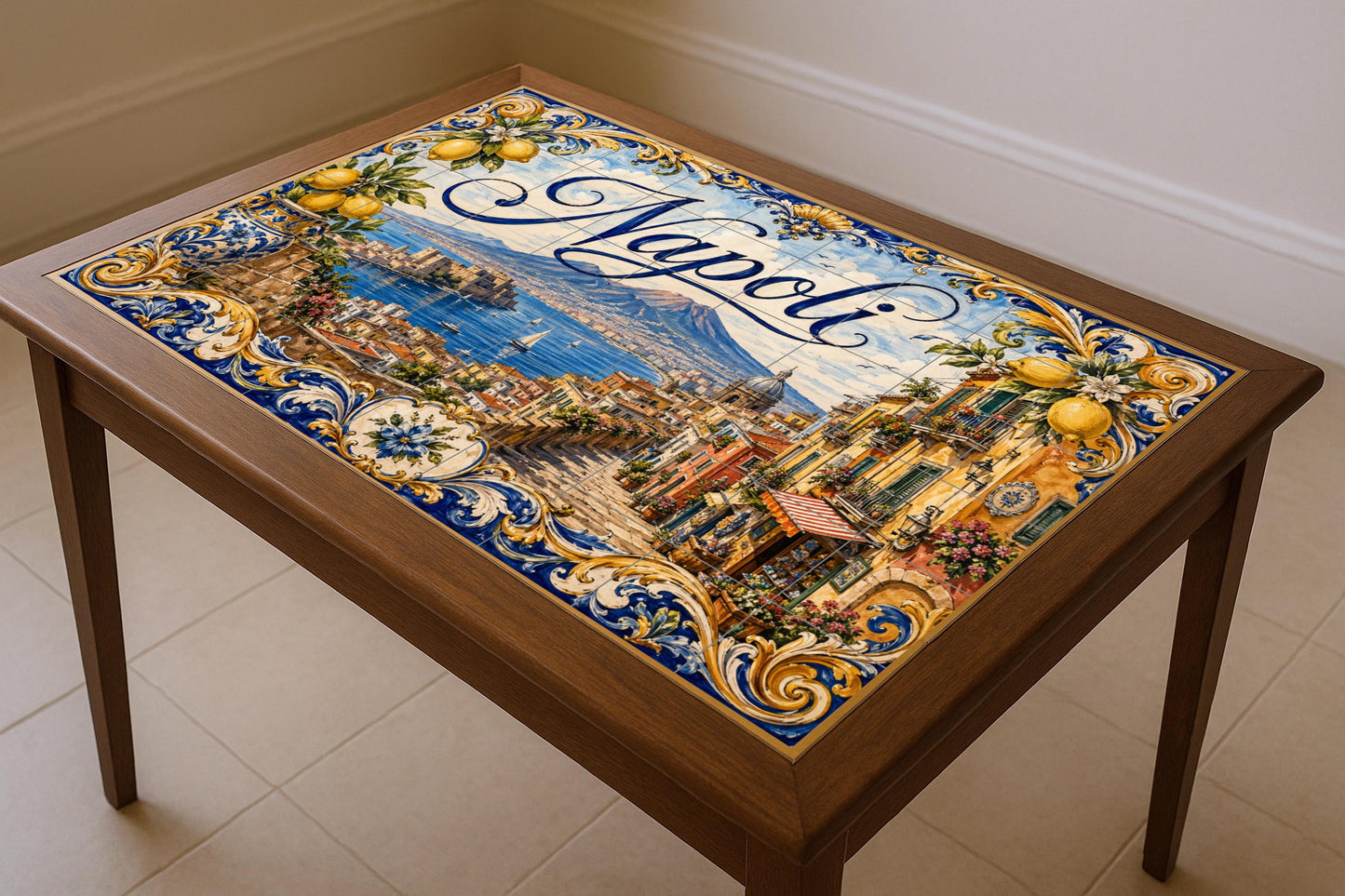 Ceramic Tile Mural: Del Monte Vesubio de Nápoles, decoración de par — Landmark Mural