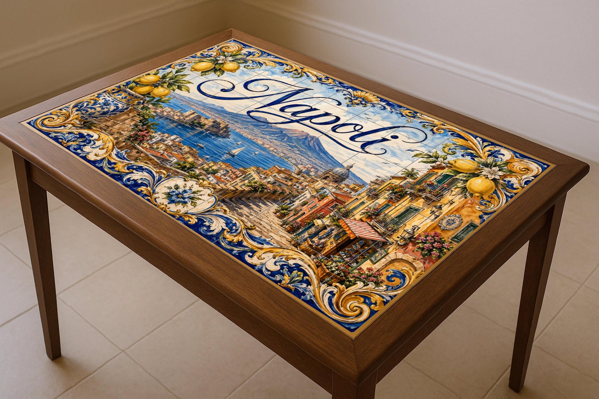 Ceramic Tile Mural: Del Monte Vesubio de Nápoles, decoración de par — Landmark Mural