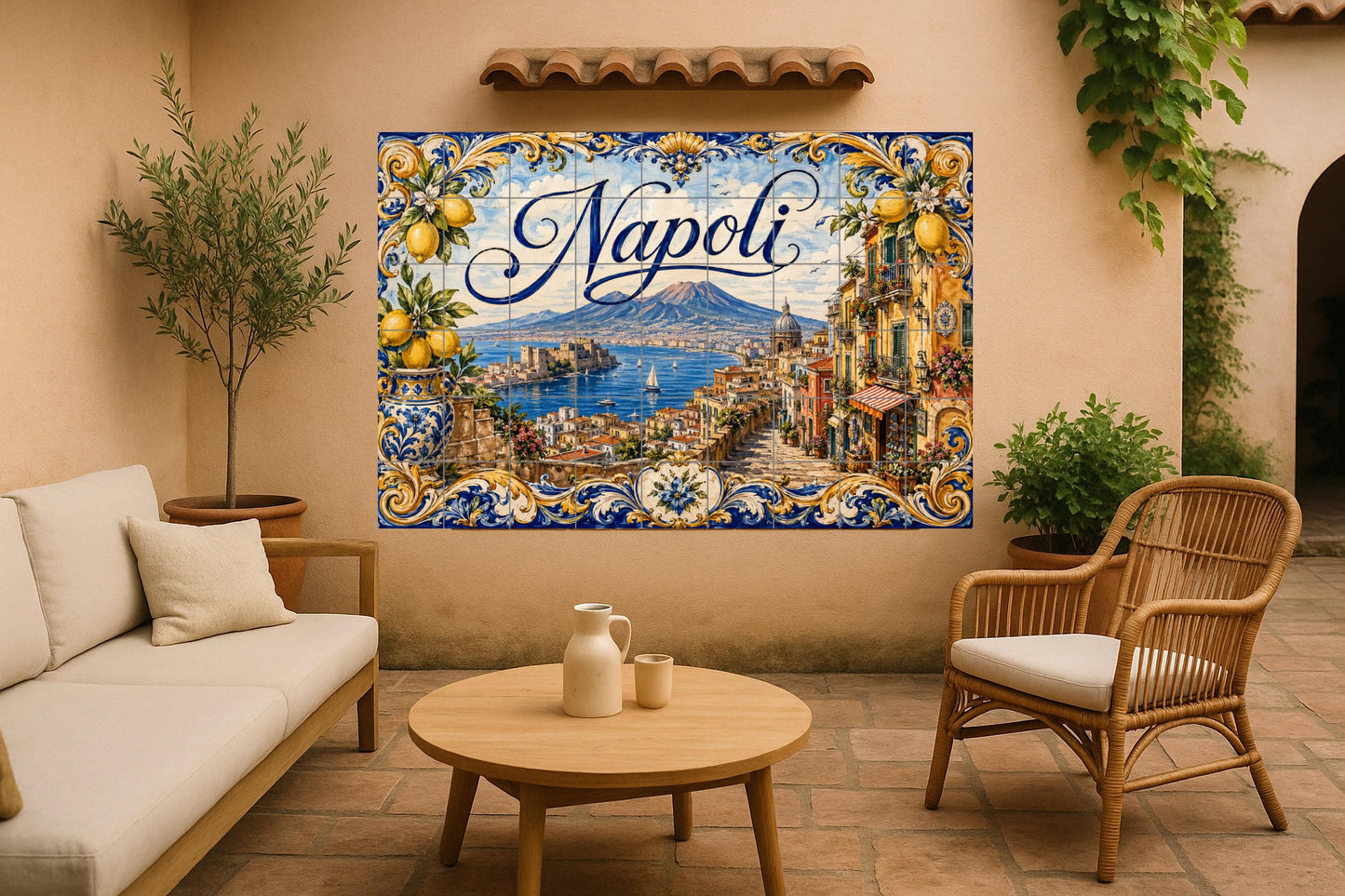 Ceramic Tile Mural: Del Monte Vesubio de Nápoles, decoración de par — Landmark Mural