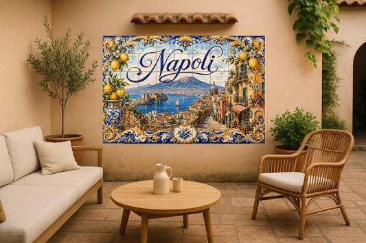 Ceramic Tile Mural: Del Monte Vesubio de Nápoles, decoración de par — Landmark Mural