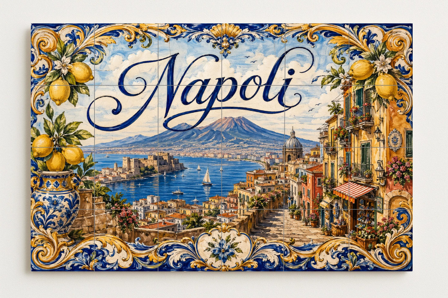 Ceramic Tile Mural: Del Monte Vesubio de Nápoles, decoración de par — Landmark Mural
