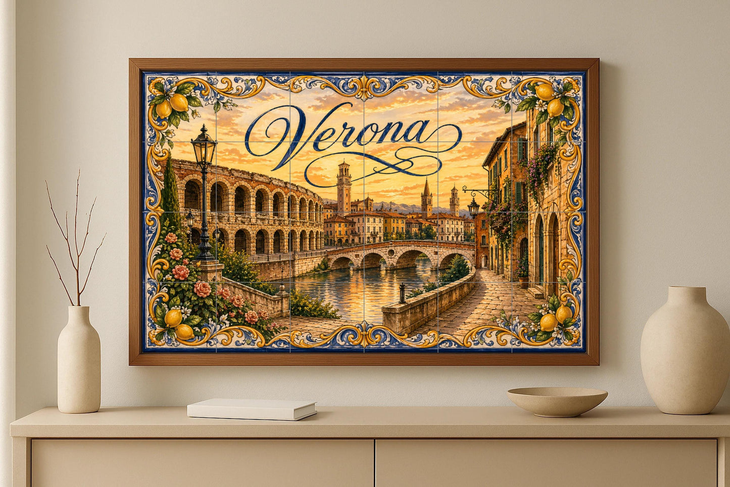 Mural de azulejos de cerámica de la Arena Romana de Verona…