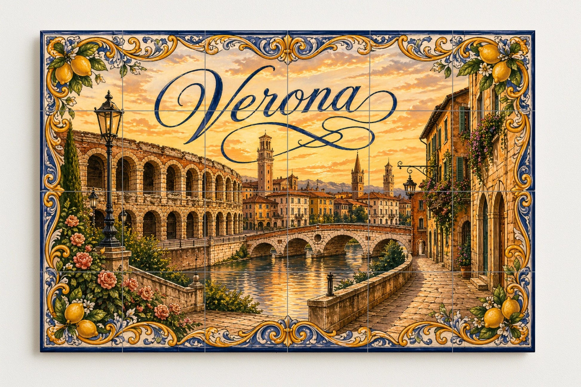 Mural de azulejos de cerámica de la Arena Romana de Verona…