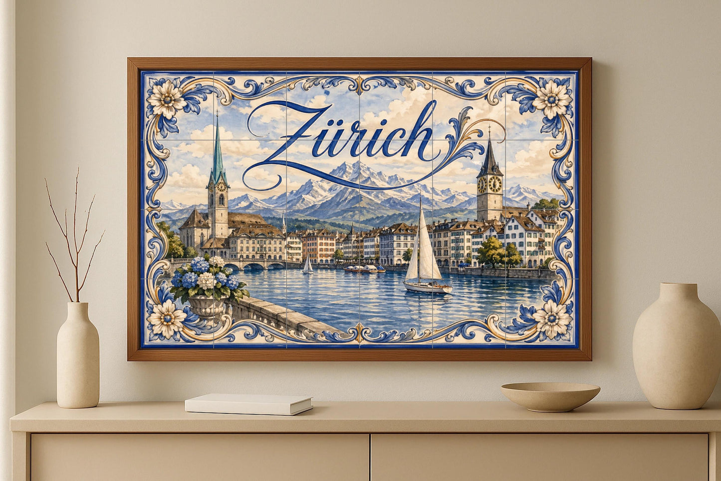 Zúrich, Suisse, Art Mural de la Ville lacus · Fresque Céramique — Fresque de Monument