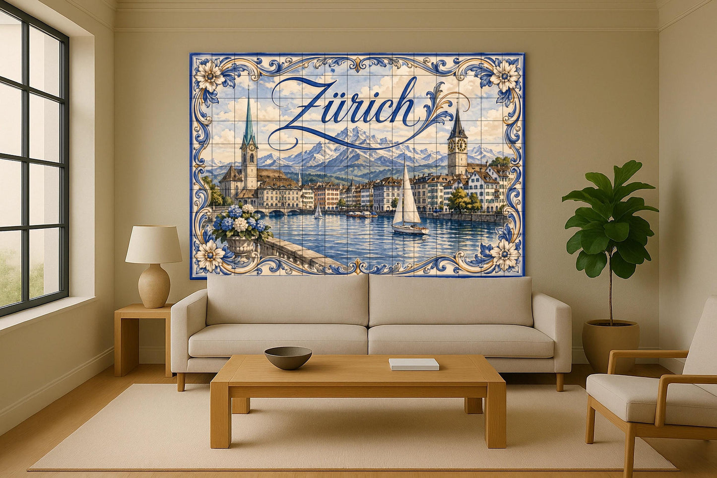 Zúrich, Suisse, Art Mural de la Ville lacus · Fresque Céramique — Fresque de Monument