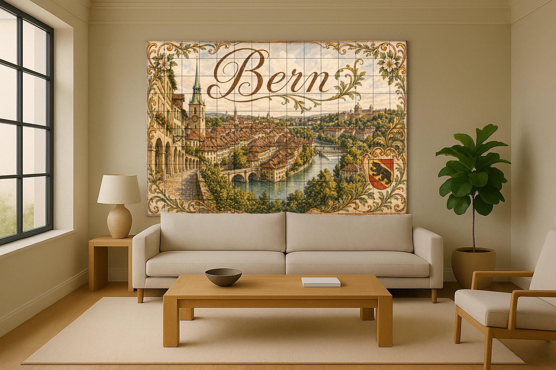 Berna, Suiza, arte mural del casco antiguo s · Keramik-Wandbild — Reise-Wanddekor