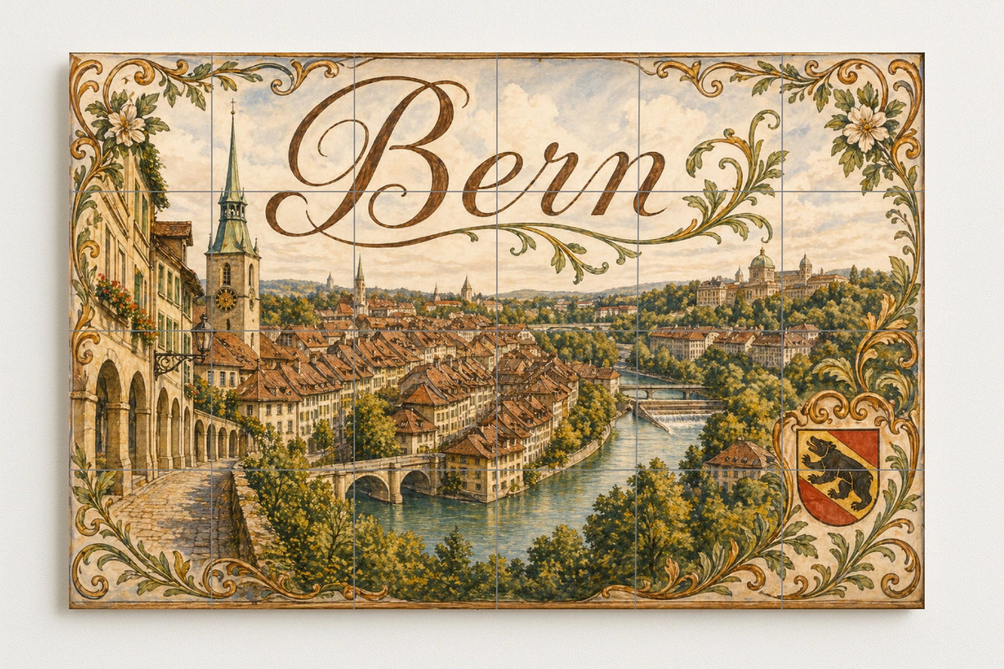 Berna, Suiza, arte mural del casco antiguo s · Keramik-Wandbild — Reise-Wanddekor