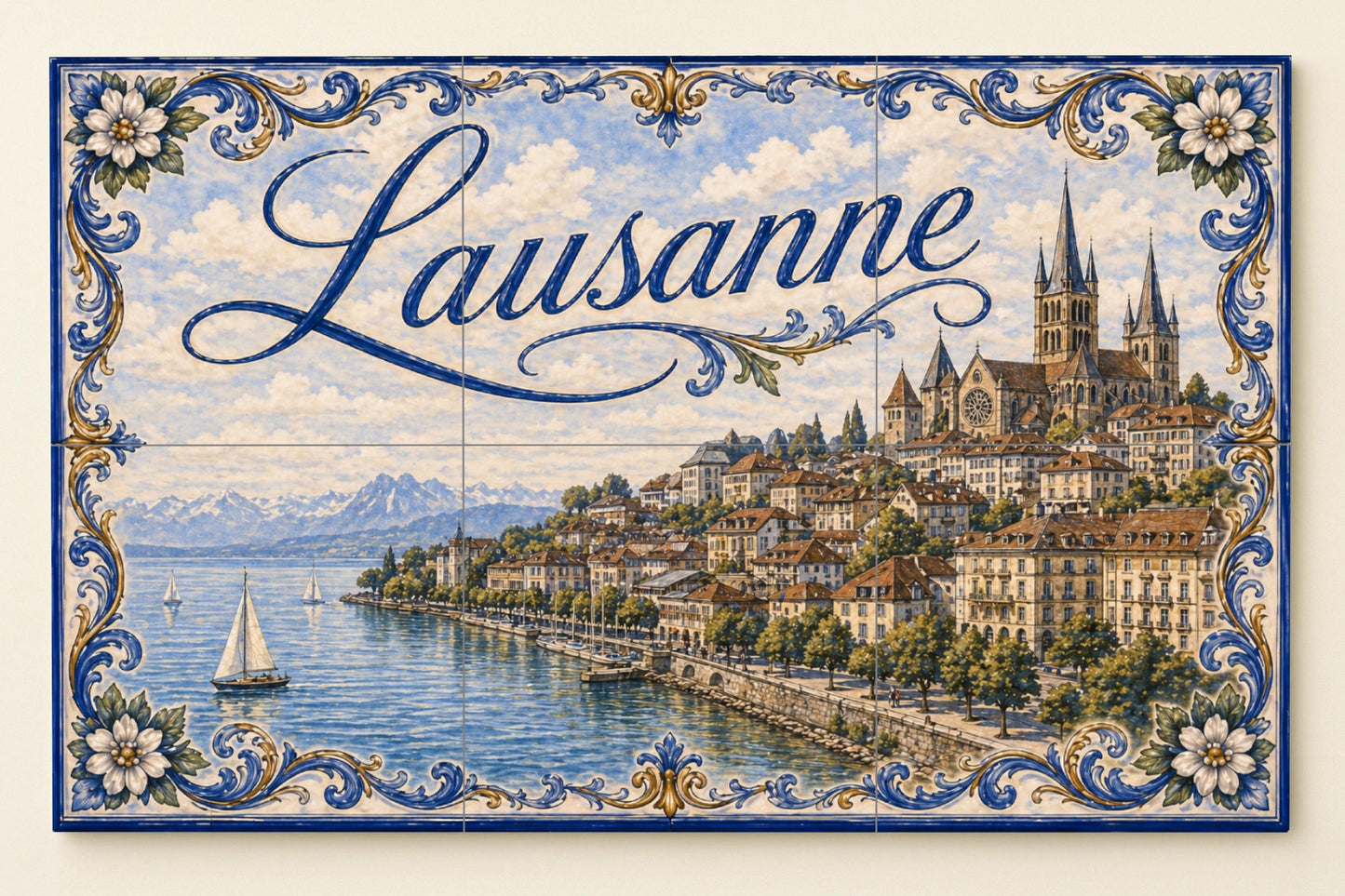 Ceramic Tile Mural: Lausana, Switzerland — Travel Wall Décor