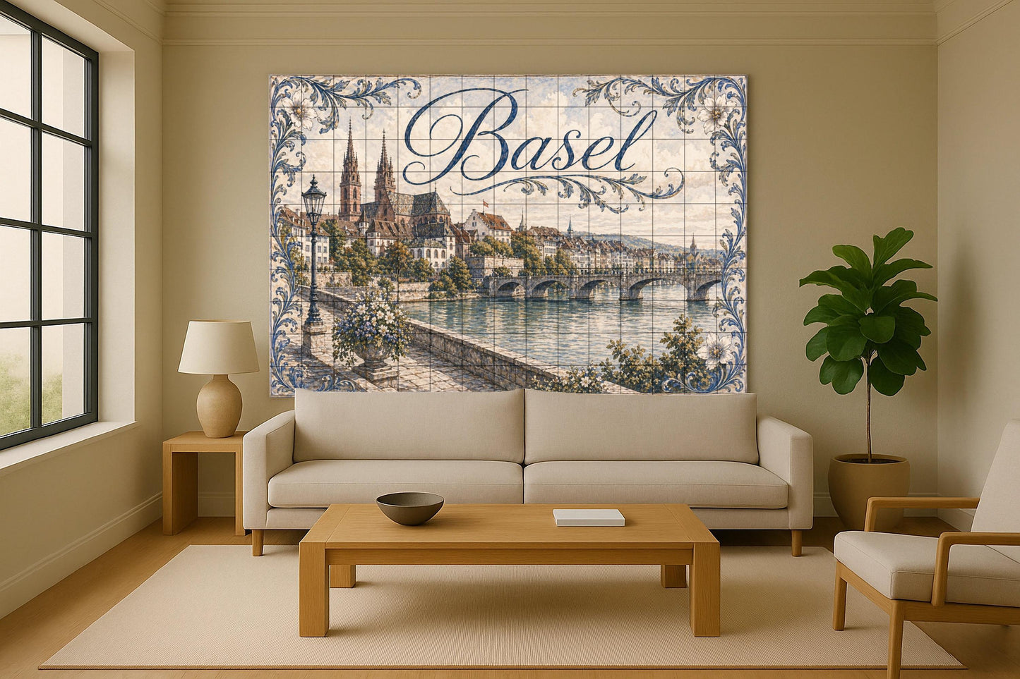 Mural de azulejos de cerámica de Basilea, panel de arte mural con…