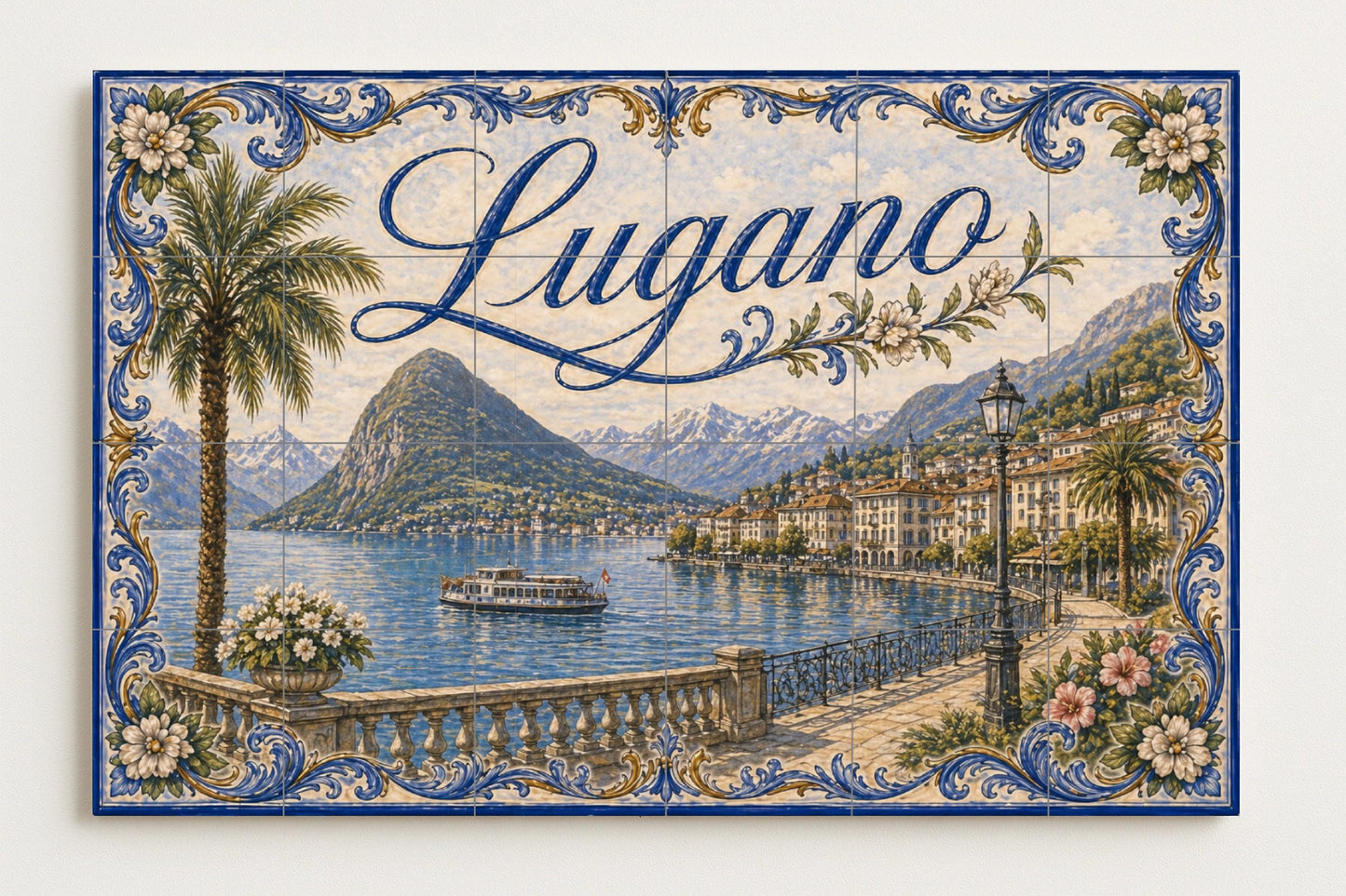 Lugano, Suisse, Art Mural du Lac de Lugano · Fresque Céramique — Décor Mural Voyage