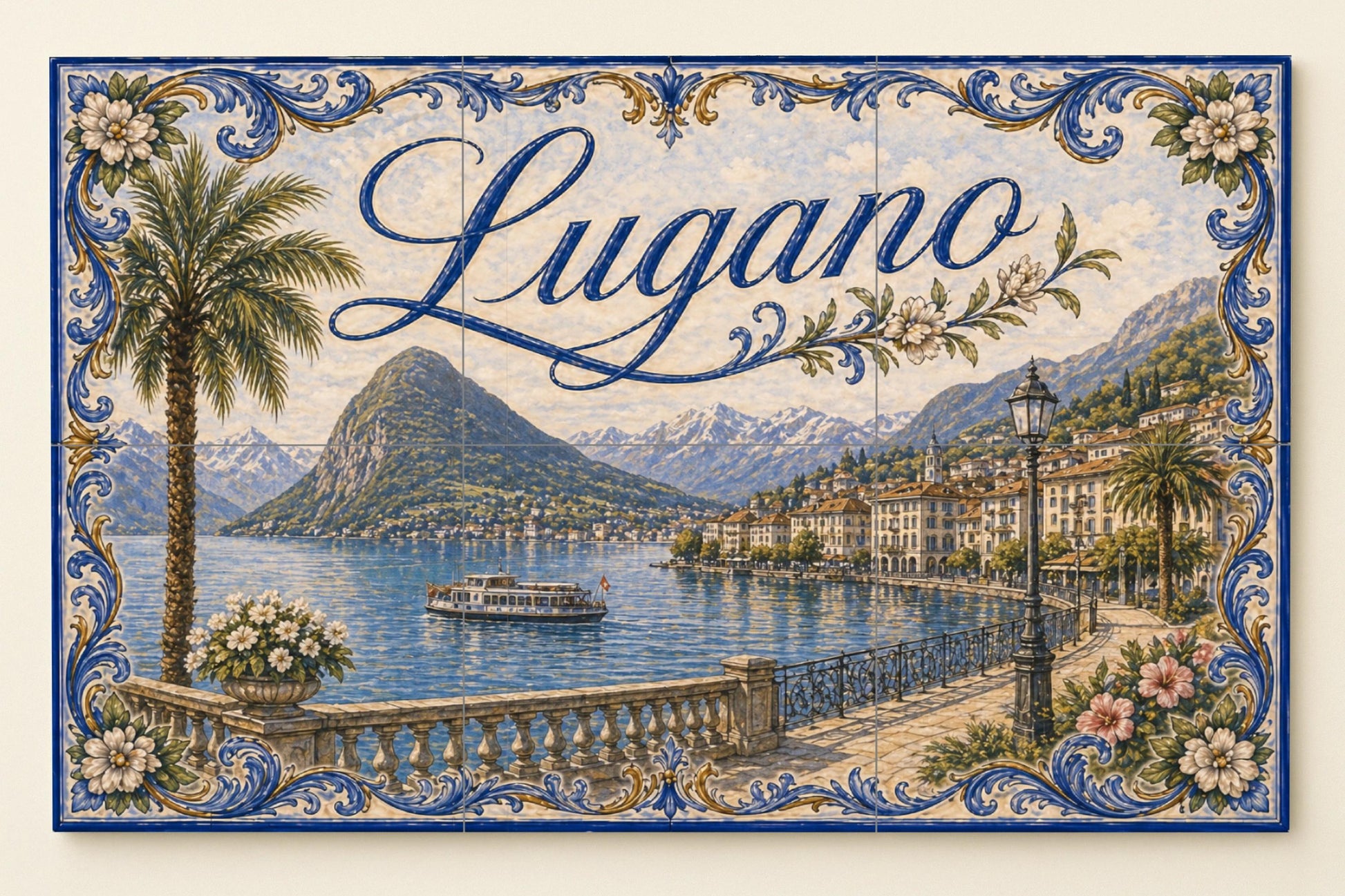 Lugano, Suisse, Art Mural du Lac de Lugano · Fresque Céramique — Décor Mural Voyage
