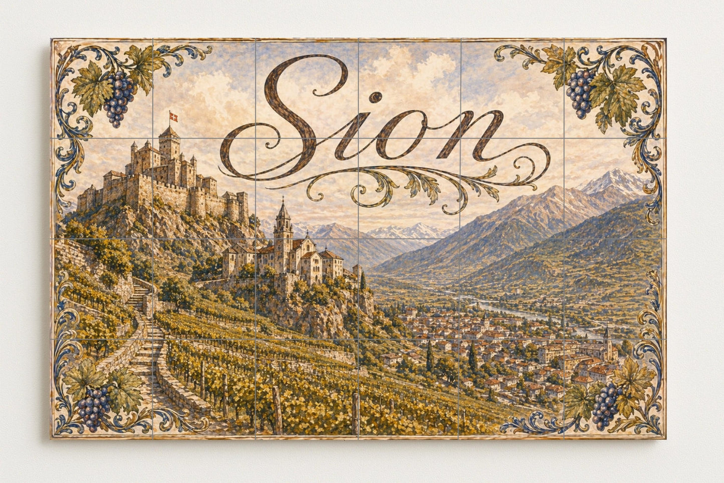 Sion, Suiza, decoración de pared con motivos — Décor Mural Voyage, Art Mural en Céramique