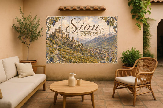 Sion, Suiza, decoración de pared con motivos — Travel Wall Décor · Tile Wall Art