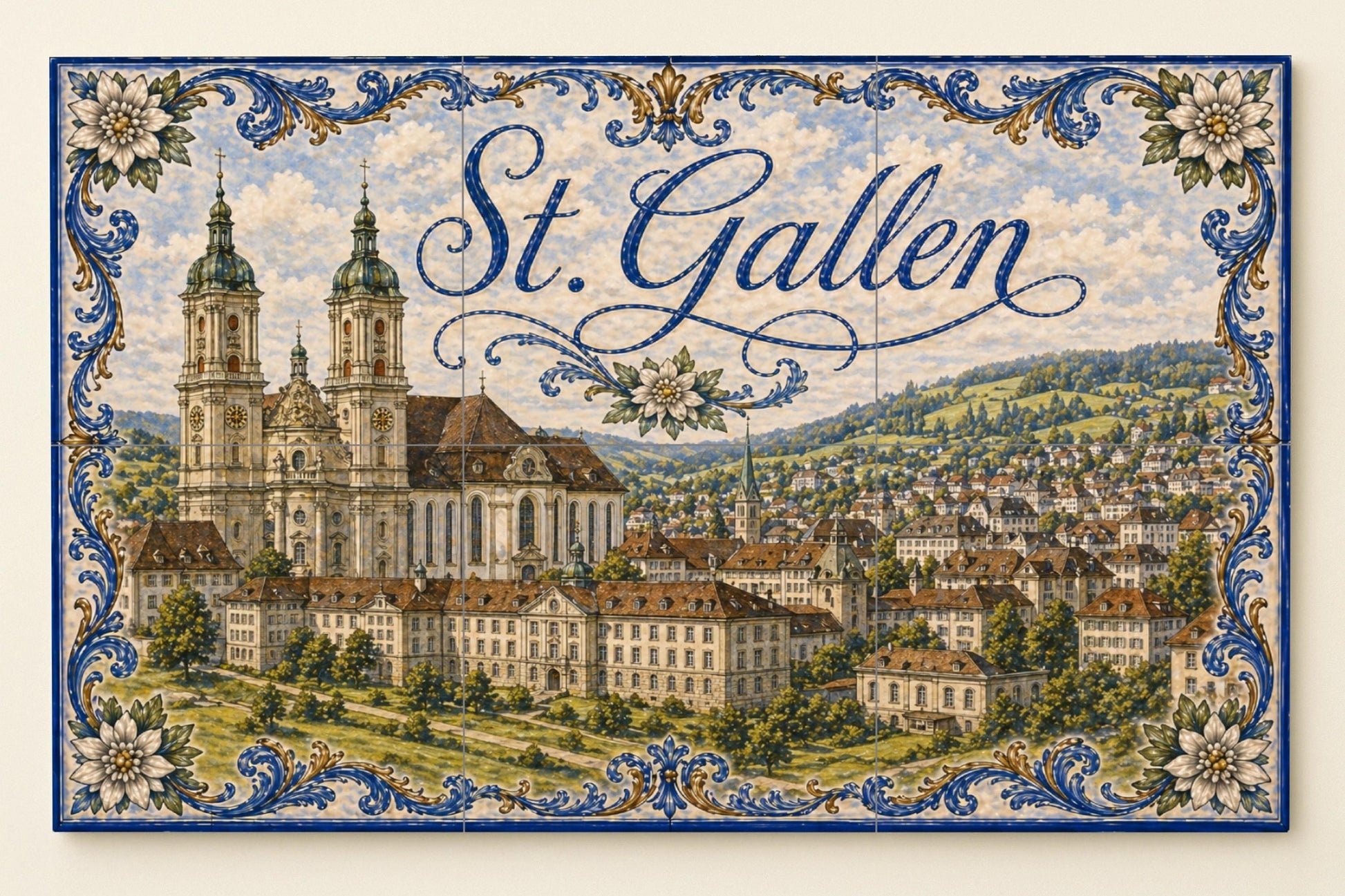 San Galo, Suisse, Art Mural de la histórica · Fresque Céramique — Décor Mural Voyage