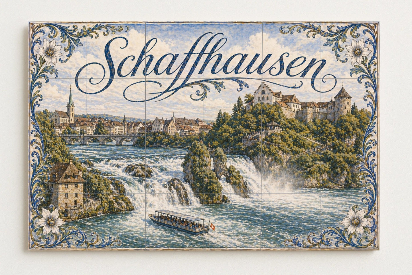 Schaffhausen, Suiza, decoración de pared — Fresque Murale en Carreaux de Céramique · Paysage Urbain en Carreaux
