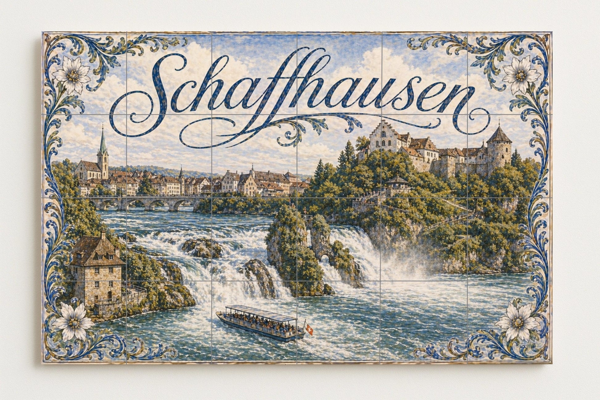 Schaffhausen, Suiza, decoración de pared — Fresque Murale en Carreaux de Céramique · Paysage Urbain en Carreaux