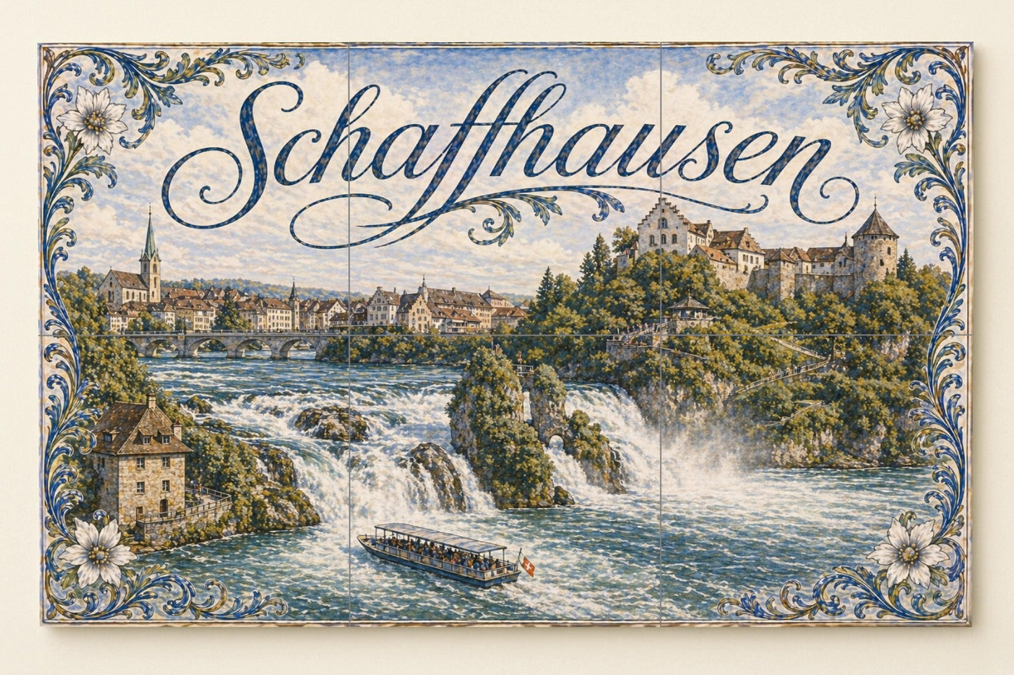 Schaffhausen, Suiza, decoración de pared — Fresque Murale en Carreaux de Céramique · Paysage Urbain en Carreaux