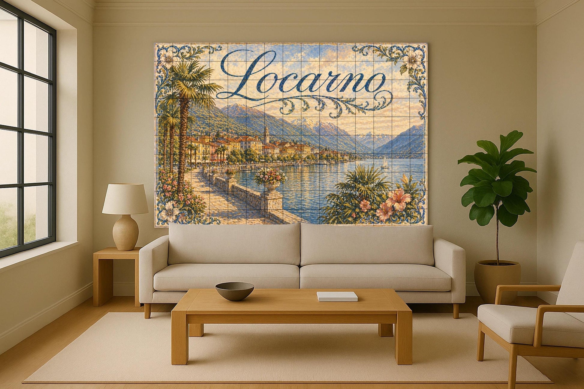 Mural de azulejos de cerámica de Locarno, Suiza, decoración de pared…