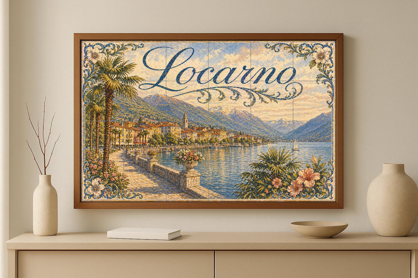 Mural de azulejos de cerámica de Locarno, Suiza, decoración de pared…