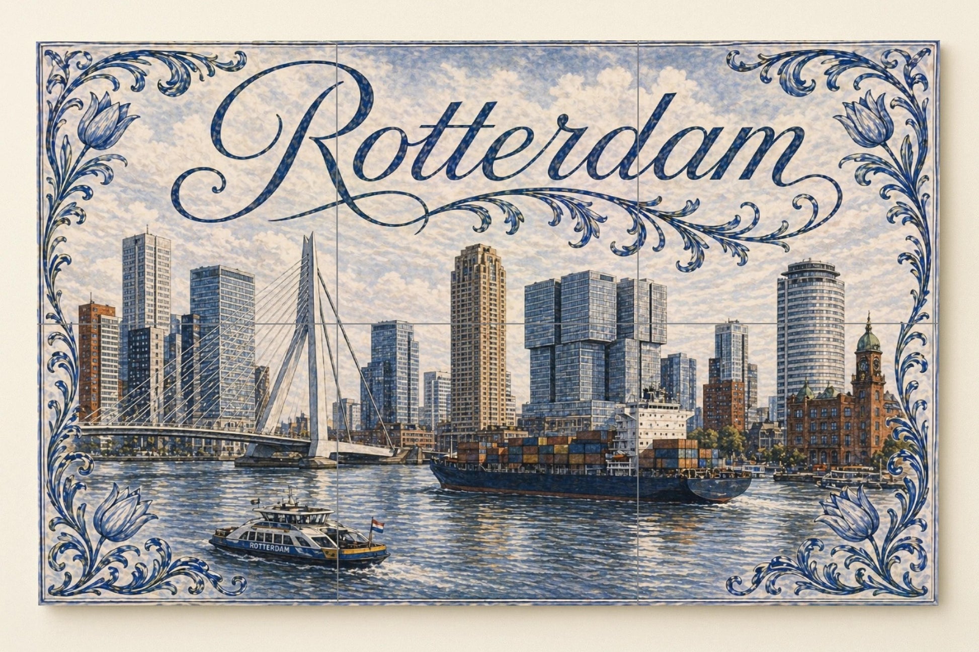 Rotterdam, Netherlands , Art Mural Modern — Travel Wall Décor · Tile Wall Art