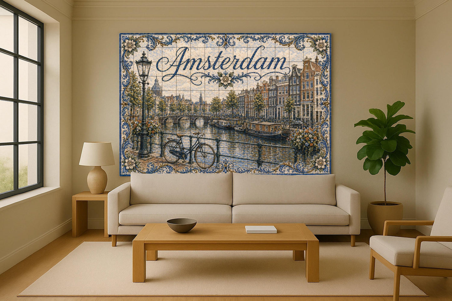 Ceramic Tile Mural: Ámsterdam, Países Bajos, decoración de pared — Landmark Mural