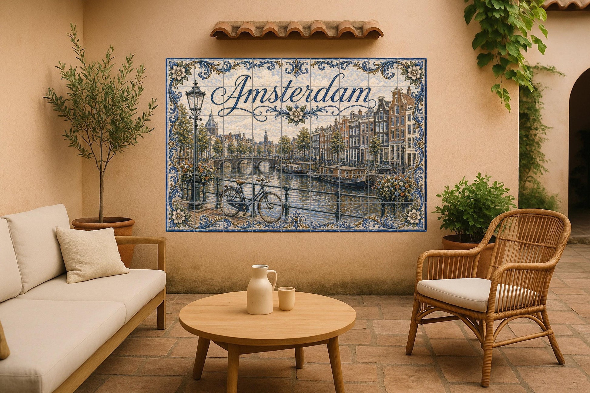 Ceramic Tile Mural: Ámsterdam, Países Bajos, decoración de pared — Landmark Mural