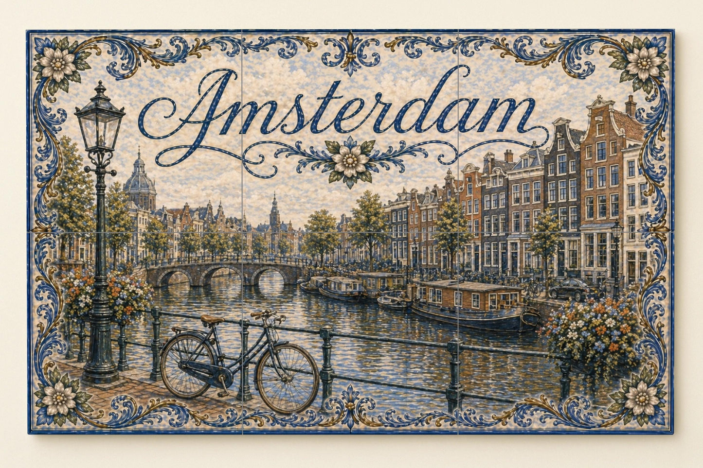 Ceramic Tile Mural: Ámsterdam, Países Bajos, decoración de pared — Landmark Mural