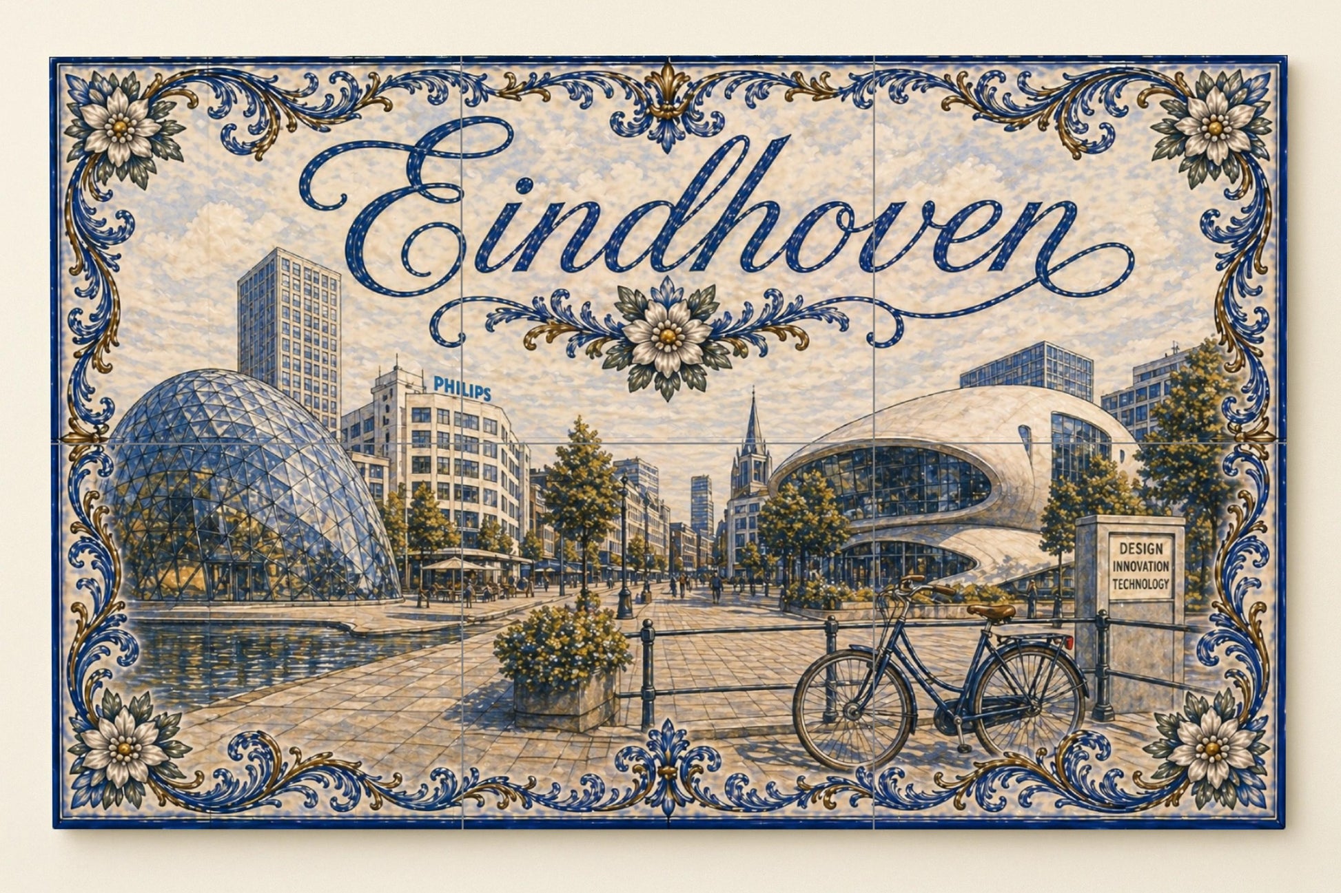 Eindhoven, Niederlande , Kunst Wandbild Modern — Fliesen-Wandbild aus Keramik · Reise-Wanddekor