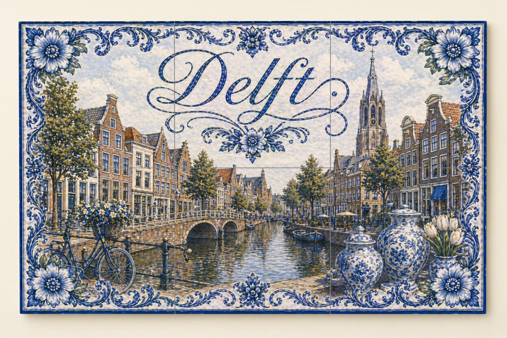 Delft, Países Bajos, decoración de pared — Travel Wall Décor · Tile Wall Art
