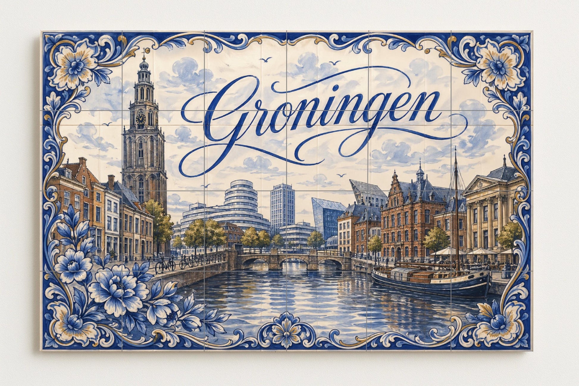 Ceramic Tile Mural: Groningen, Netherlands , Art Mural — Folk-Art Décor
