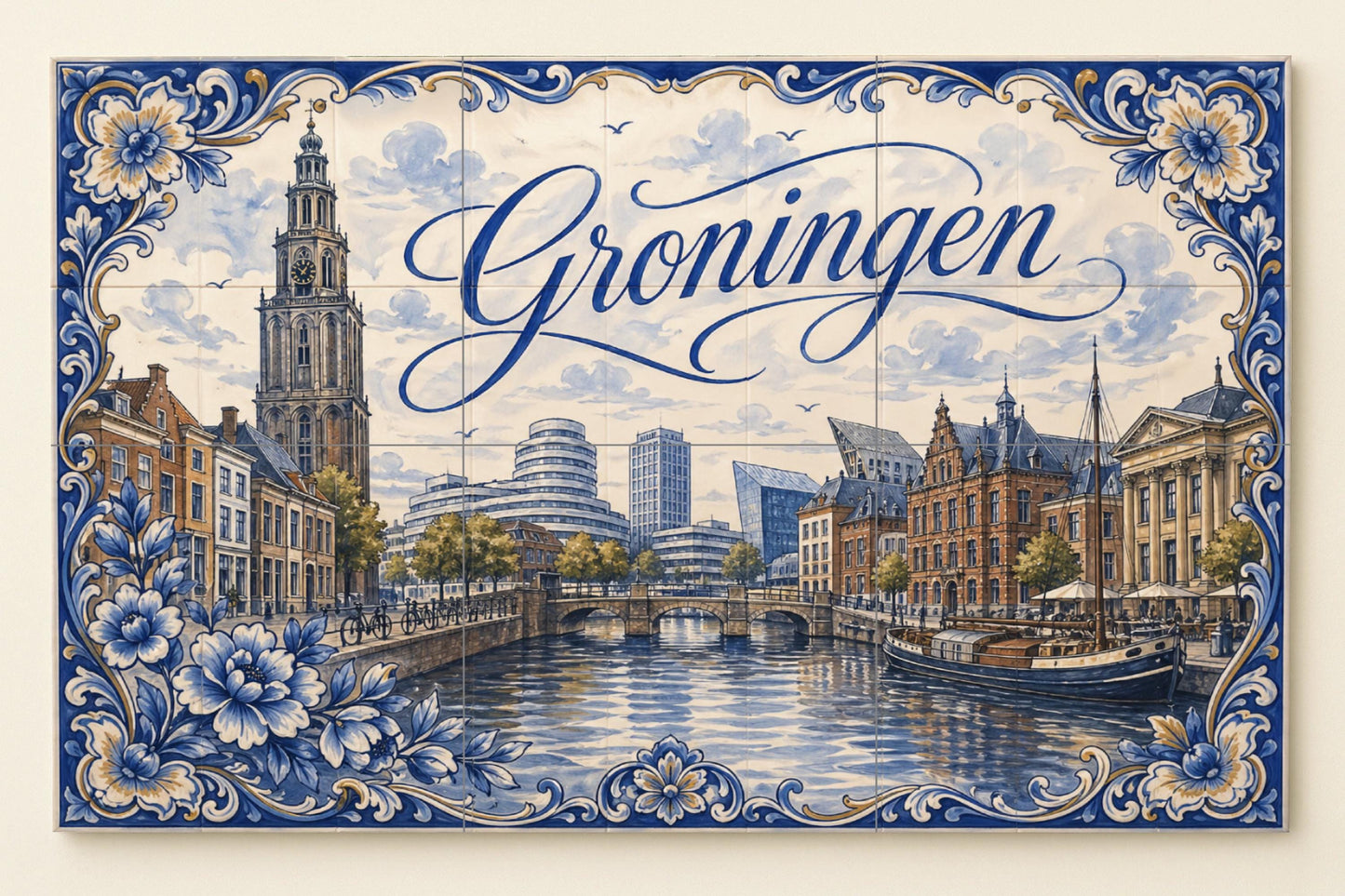 Ceramic Tile Mural: Groningen, Netherlands , Art Mural — Folk-Art Décor