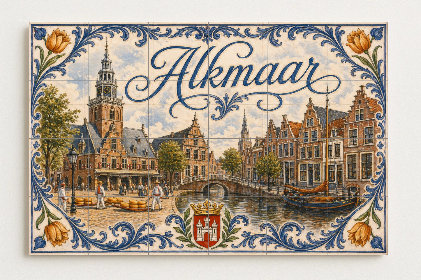 Alkmaar, Niederlande , Kunst Wandbild von die ciud · Keramik-Wandbild — Wahrzeichen-Wandbild