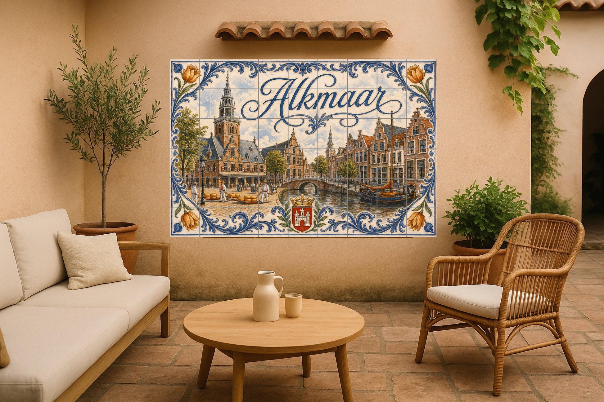Alkmaar, Niederlande , Kunst Wandbild von die ciud · Keramik-Wandbild — Wahrzeichen-Wandbild