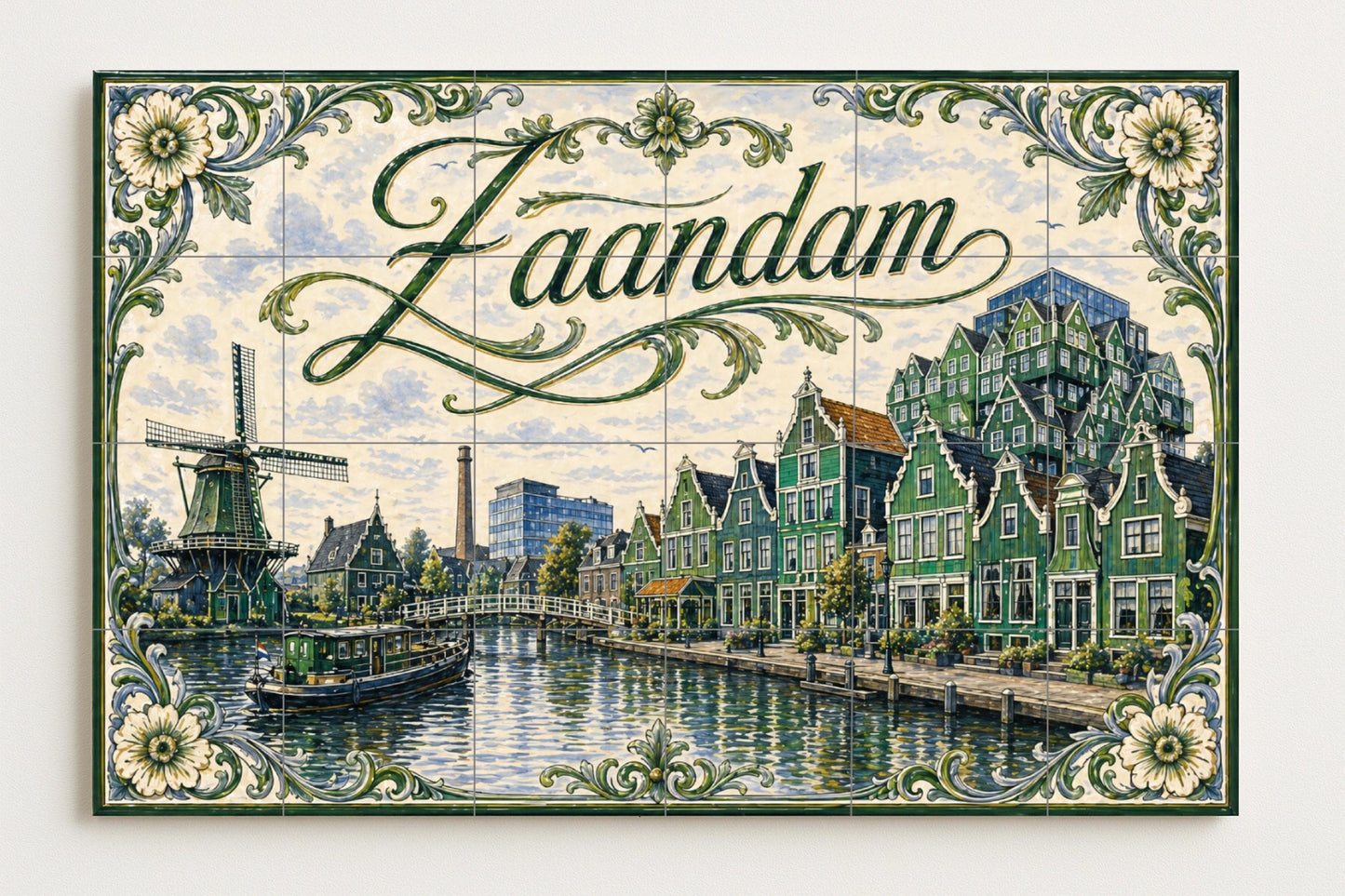Zaandam, Países Bajos, decoración de pared c — Fresque Murale en Carreaux de Céramique · Paysage Urbain en Carreaux